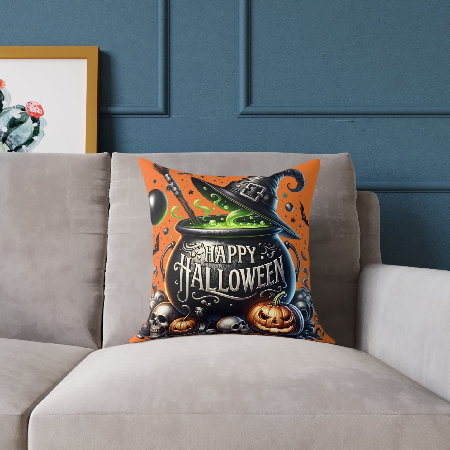Canvas Pillow - Witch Caldron Design