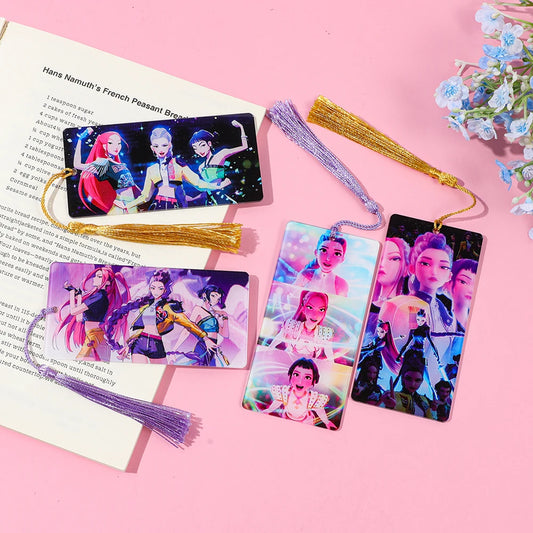 Kpop Demon Hunters Huntrix Cartoon Bookmarks Anime Cute Stationery for Kpop Fans & Book Lovers, School Supplies Page Markers