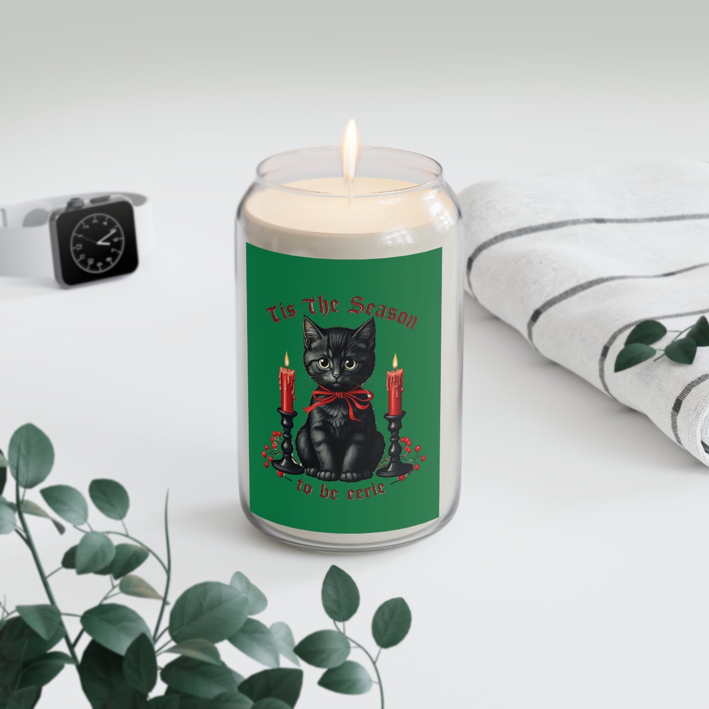 Black Cat Christmas Candle