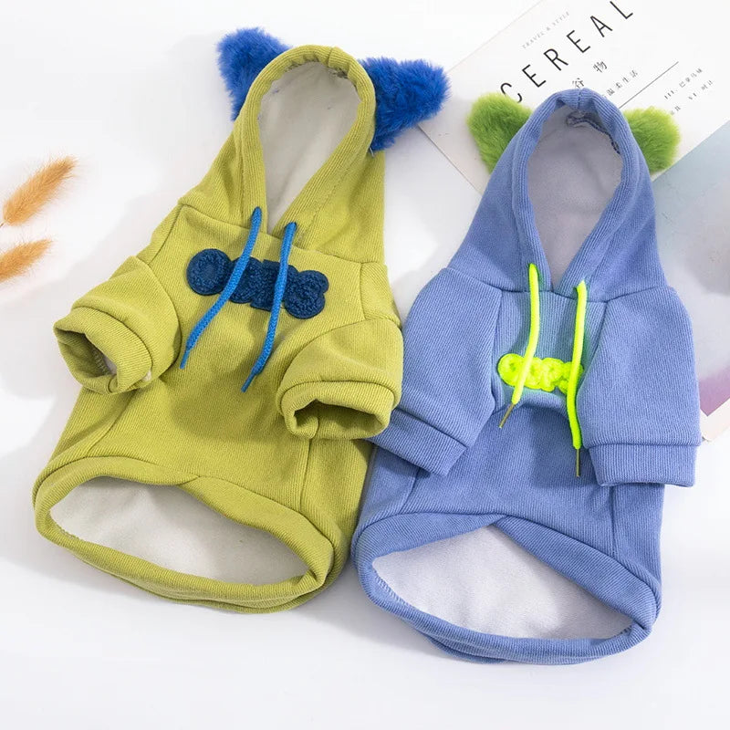 Pet Fleece Hooded Jacket Hooded Fleece Hoodie Casual and Comfortable Warm Dog Clothing Dog Clothes for Small Dogs Puppy Clothes