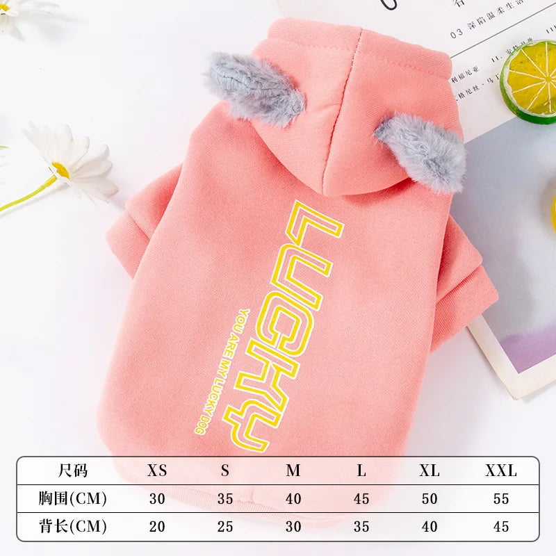 Pet Fleece Hooded Jacket Hooded Fleece Hoodie Casual and Comfortable Warm Dog Clothing Dog Clothes for Small Dogs Puppy Clothes