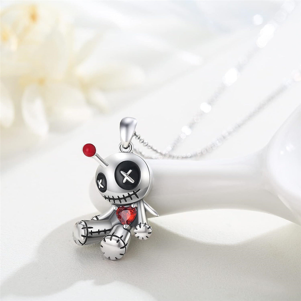 Red Heart Voodoo Doll Necklace