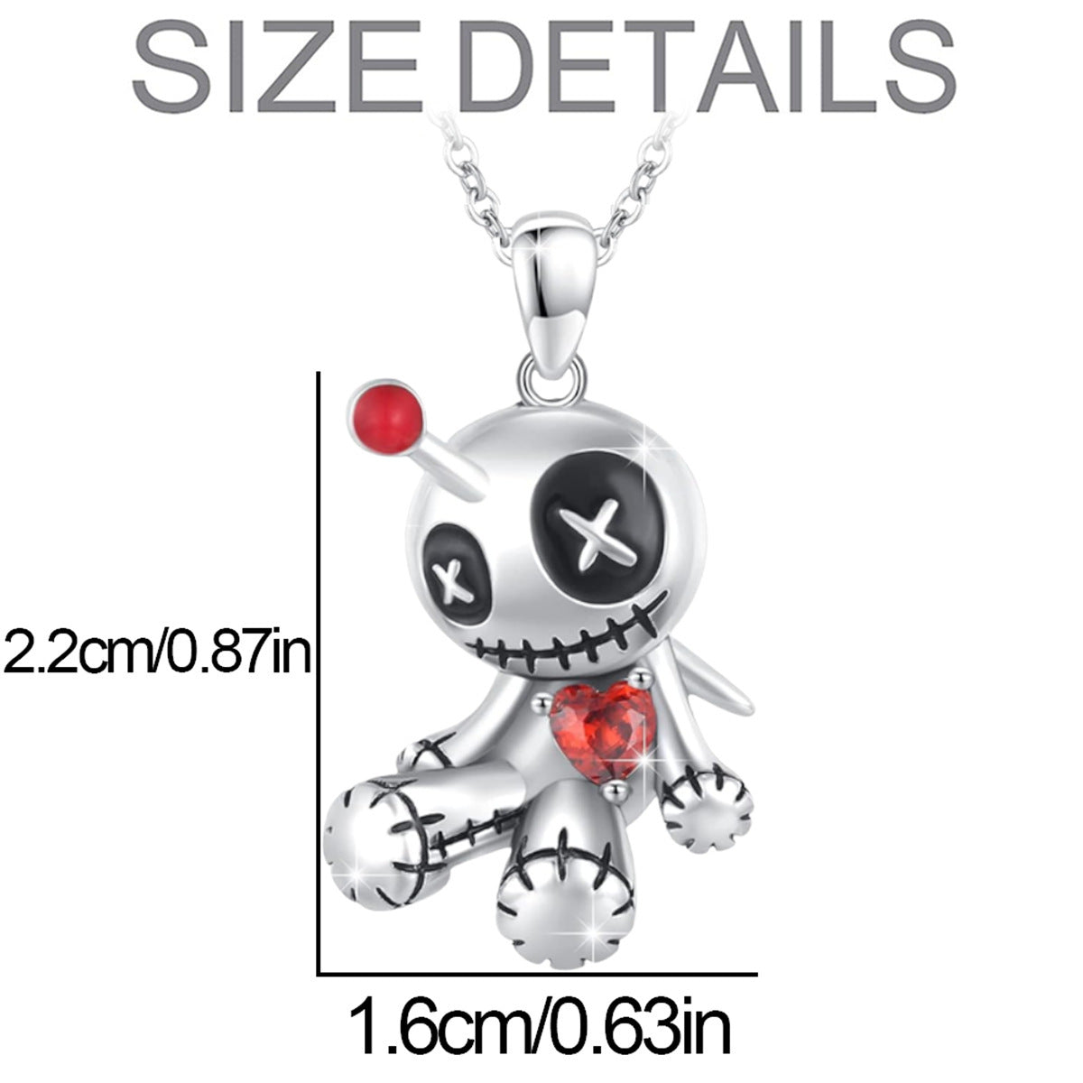 Red Heart Voodoo Doll Necklace